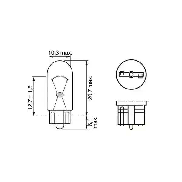 501 Bulb 12V 5W W5W - Sidelight Number Plate Interior Bulb - Simply - 501 W5W - Simply