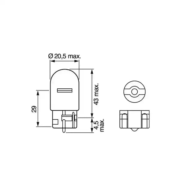 582 Bulb 12V 21W W21W - Brake Indicator Reverse Light Bulb - Classic - GT Motor Part