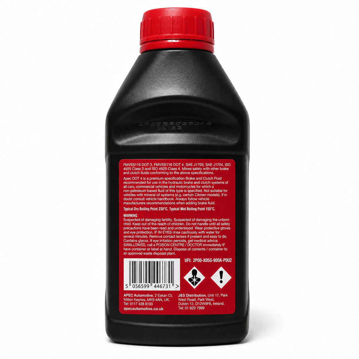 Apec DOT 4 Brake & Clutch Fluid 500ml Synthetic ABS Compatible ABF3500 | GTM - DOT 4 Brake & Clutch Fluid - Apec