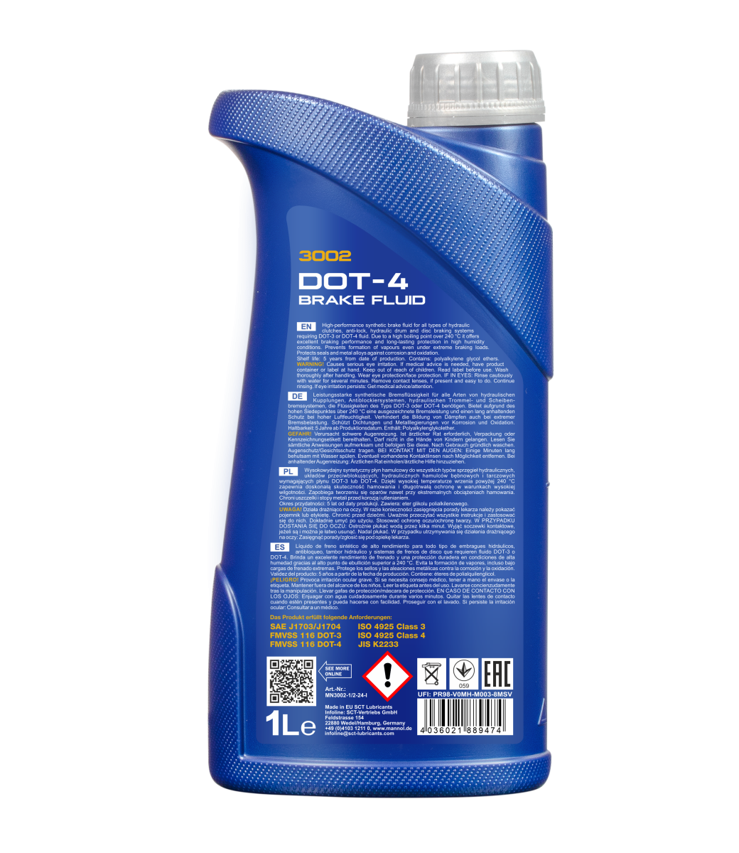 MANNOL DOT 4 Brake Fluid – Synthetic Brake & Clutch Fluid for Hydraulic Systems