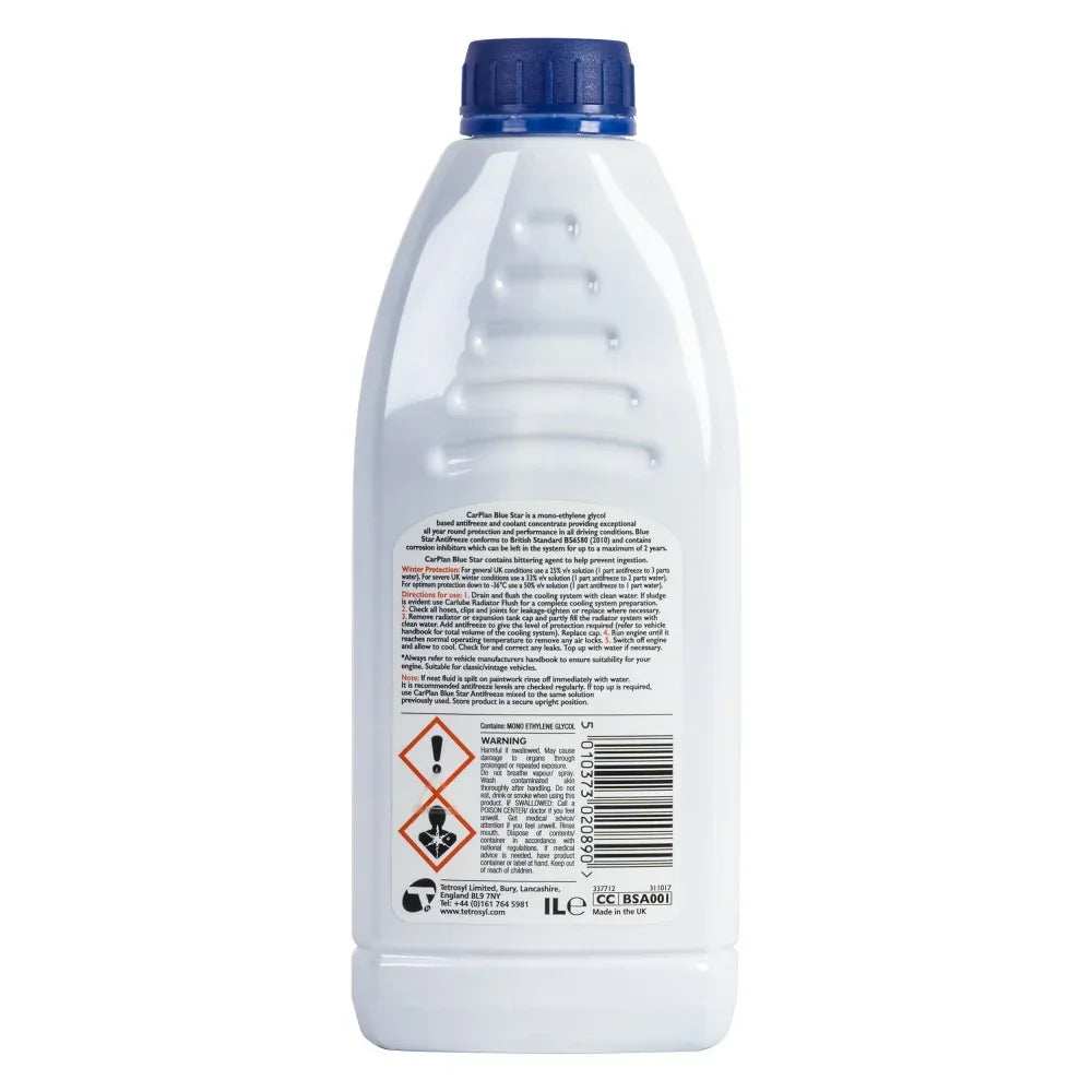 Carplan Blue Antifreeze 1L - Universal Coolant for Optimal Engine Protection and Performance - Antifreeze & Coolant - CarPlan