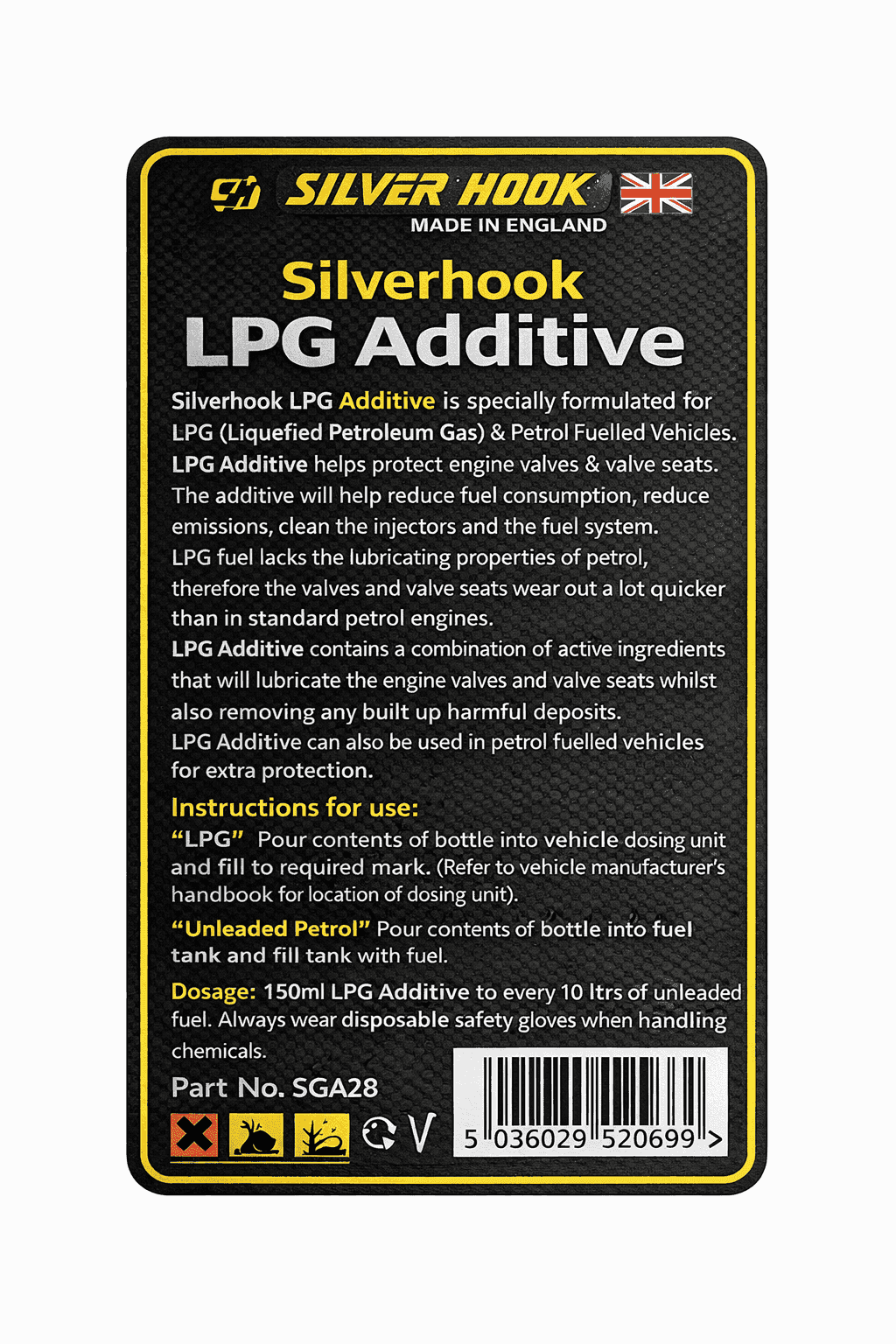 Silverhook LPG Additive 1L – LPG Treatment, Valve Saver & Fuel System Cleaner for LPG & Petrol Vehicles - Fuel Cleaner - Silverhook