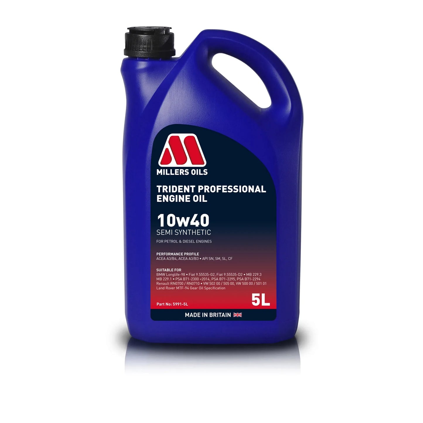 MILLERS OILS Trident Professional engine oil 10w40 Semi Synthetic - GT Motor Part