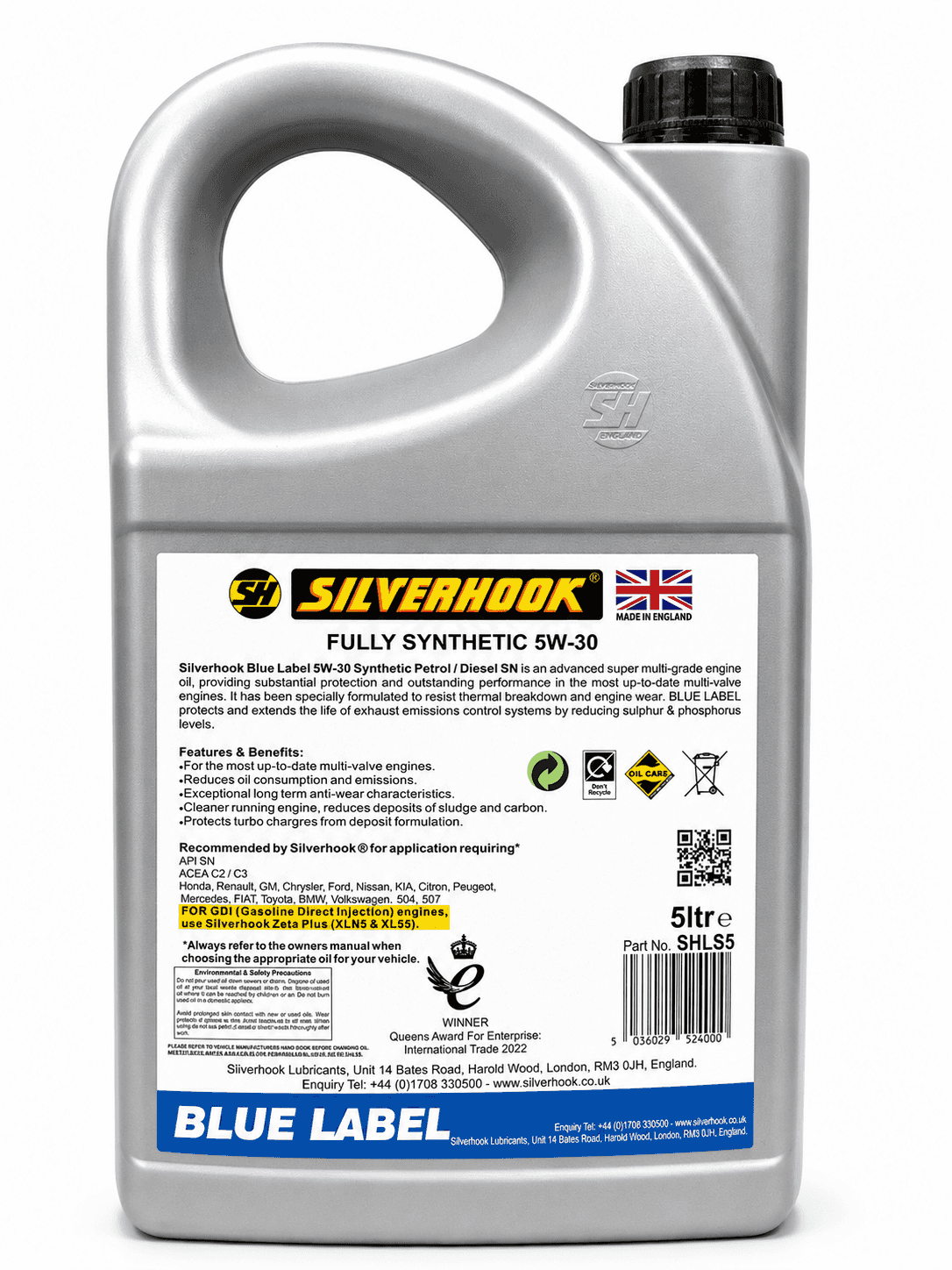 5litres engine oil bottle silverhook Rear
