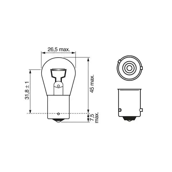 581 Bulb 12V 21W Amber PY21W - Indicator Light Bulb BAU15s - Classic - GT Motor Part