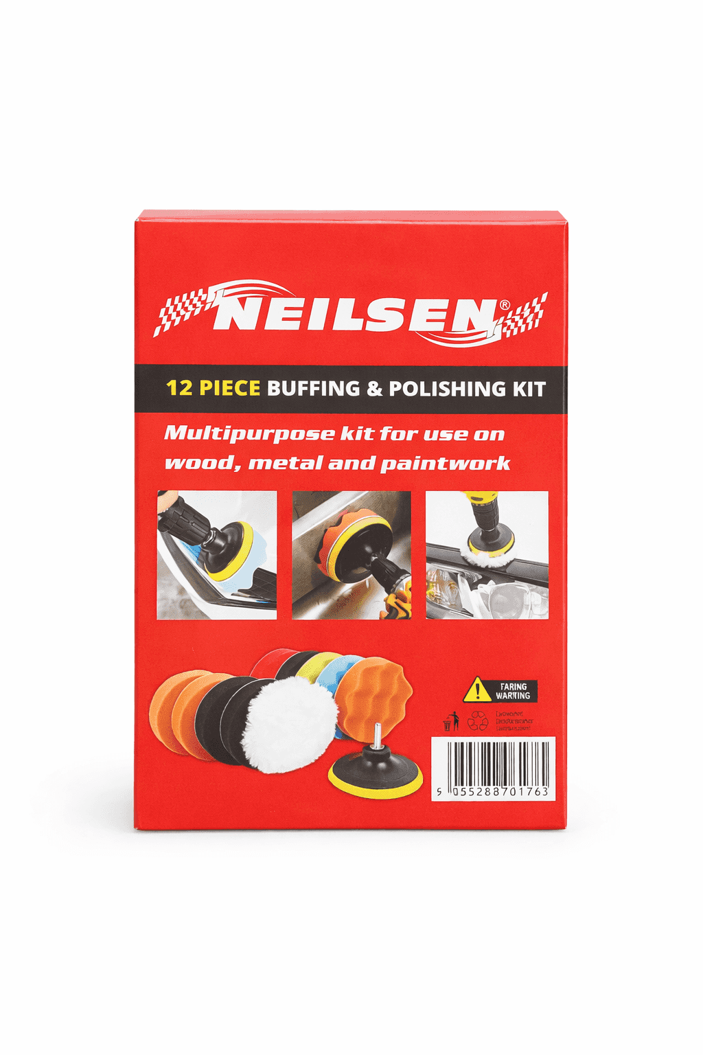 Neilsen 12pc Buffing & Polishing Kit 115mm – Drill Polishing Pads & Sanding Kit with M14 Arbor (CT6176)