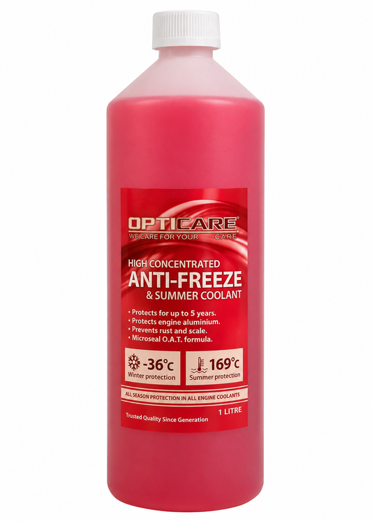 Opticare Red Antifreeze Concentrate 1L – OAT Engine Coolant & Summer Coolant