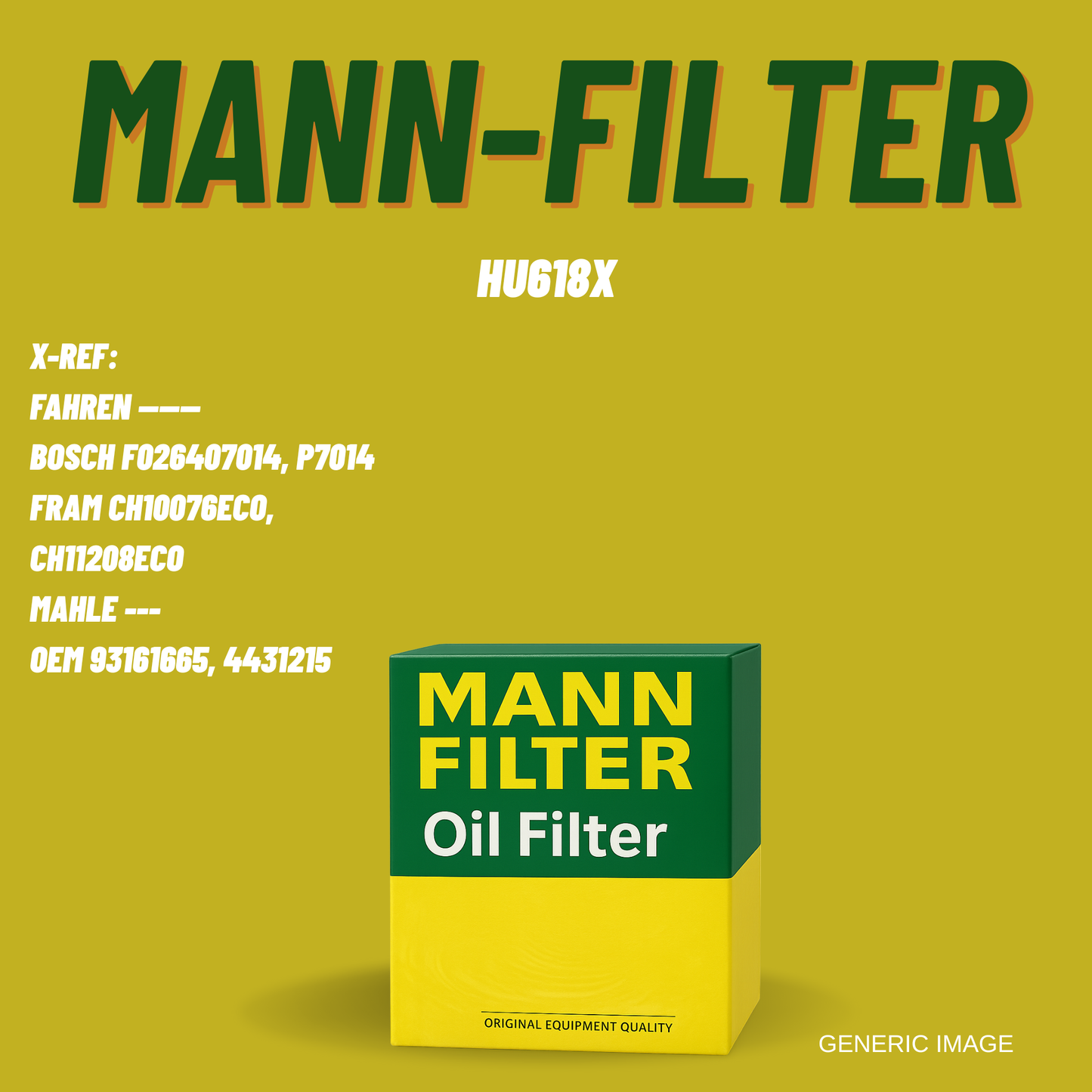 MANN-FILTER Oil Filter HU618X for Renault Vauxhall Opel Nissan - P7014