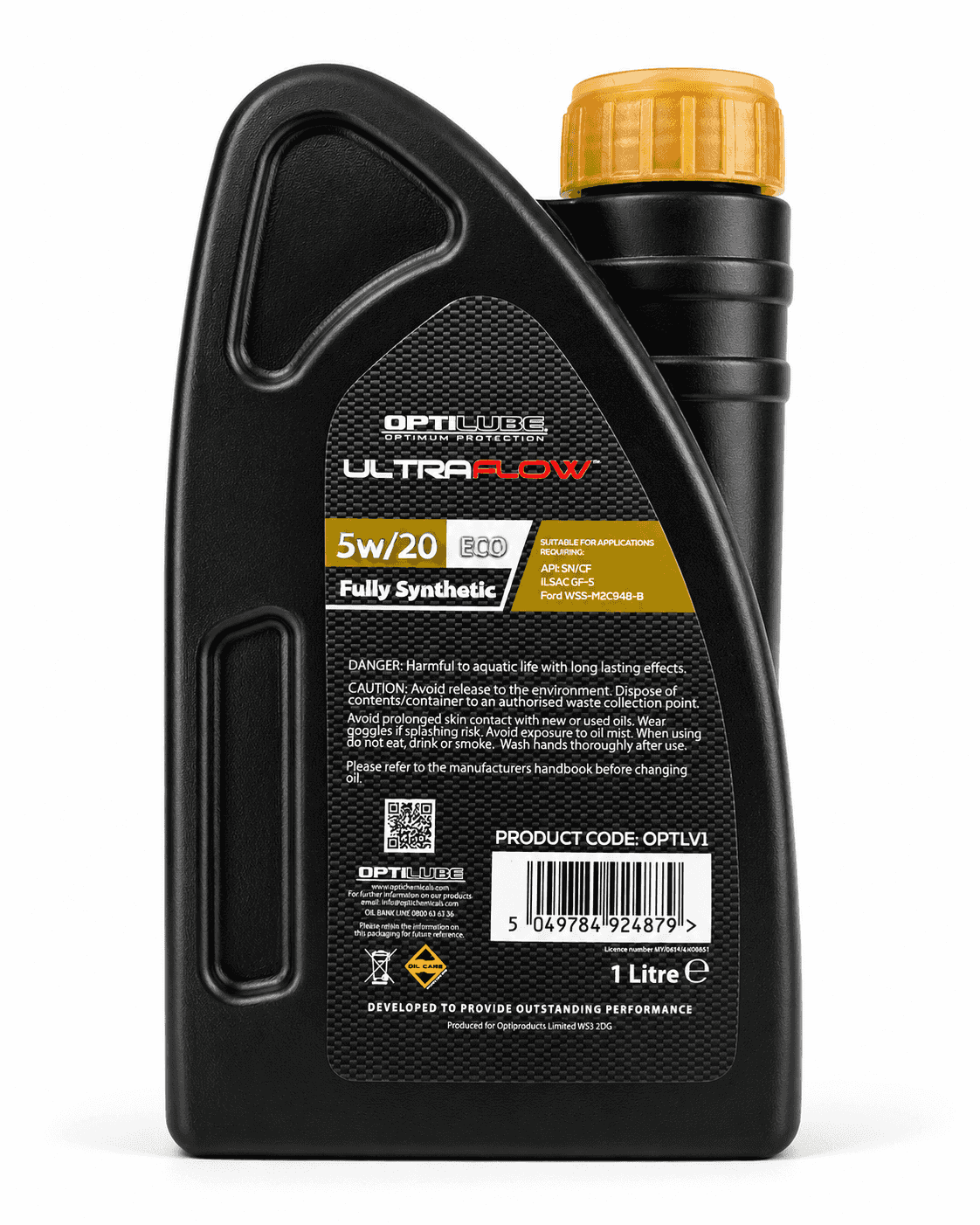 Optilube 5W-20 Eco Fully Synthetic Engine Oil 1L - API SN/CF ILSAC GF-5 Ford WSS-M2C948-B