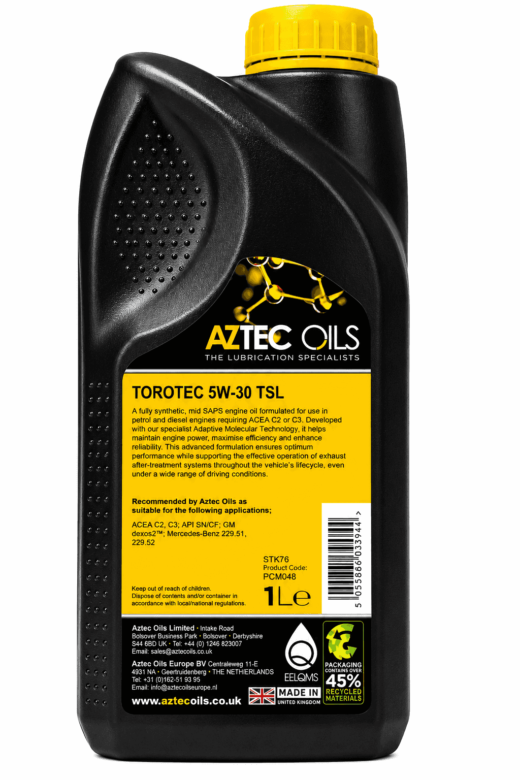 Torotec 5W-30 TSL Fully Synthetic Engine Oil 1L - ACEA C2 C3 dexos2