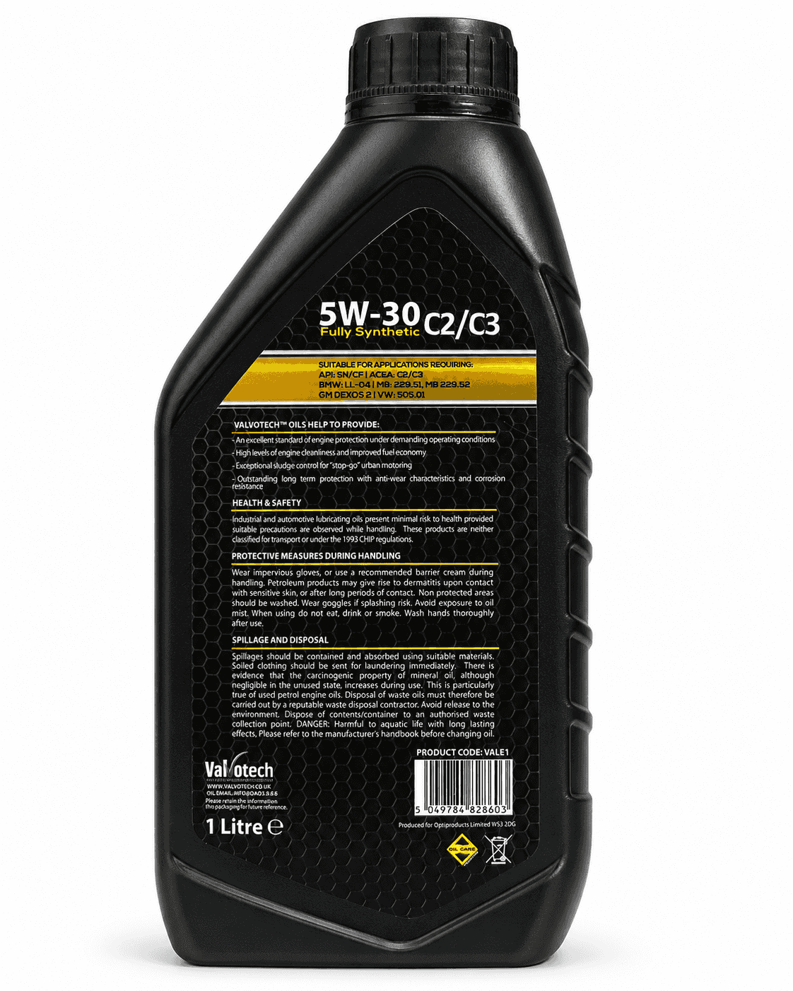 Valvotech TX-1 5W-30 C2/C3 Fully Synthetic Engine Oil 1L - ACEA C2 C3 API SN/CF