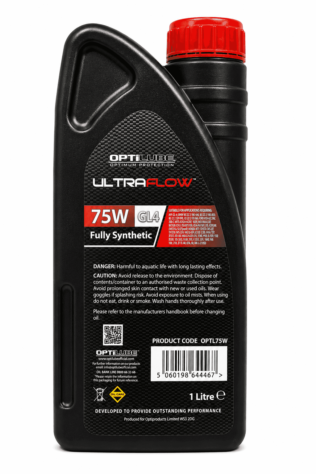 Optilube UltraFlow 75W GL-4 Fully Synthetic Manual Transmission Fluid 1L
