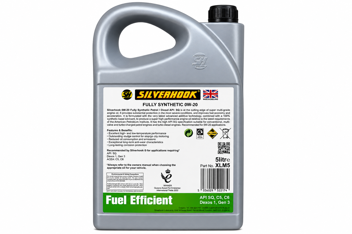 Silverhook 0W-20 Fully Synthetic Engine Oil 5L API SP C5/C6 | GTM
