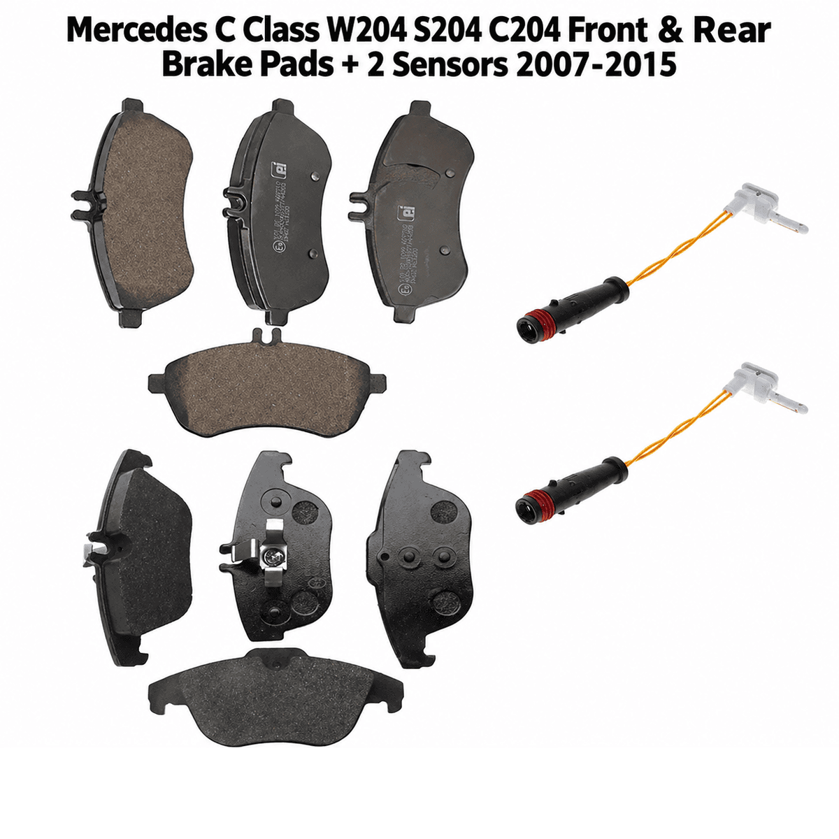 Mercedes-Benz C-Class W204 S204 C204 (2007-2015) Front & Rear Brake Pads Set + Wear Sensor