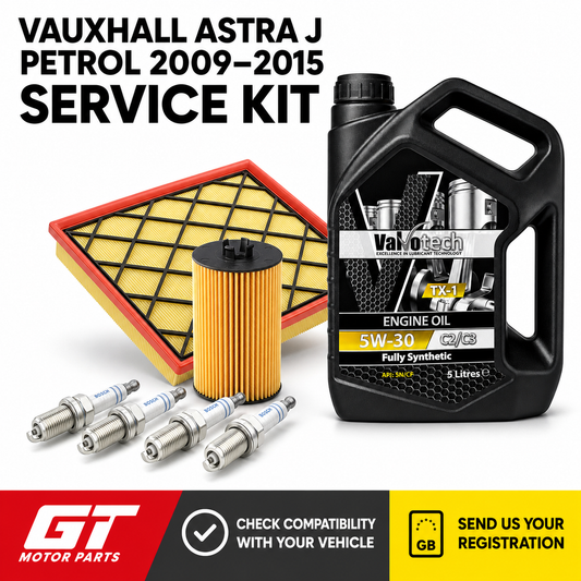 Vauxhall Astra J 1.4/1.6 SRi Petrol (2009-2015) Service Kit - Oil, Air Filter & Spark Plugs + 5W30 | GTM