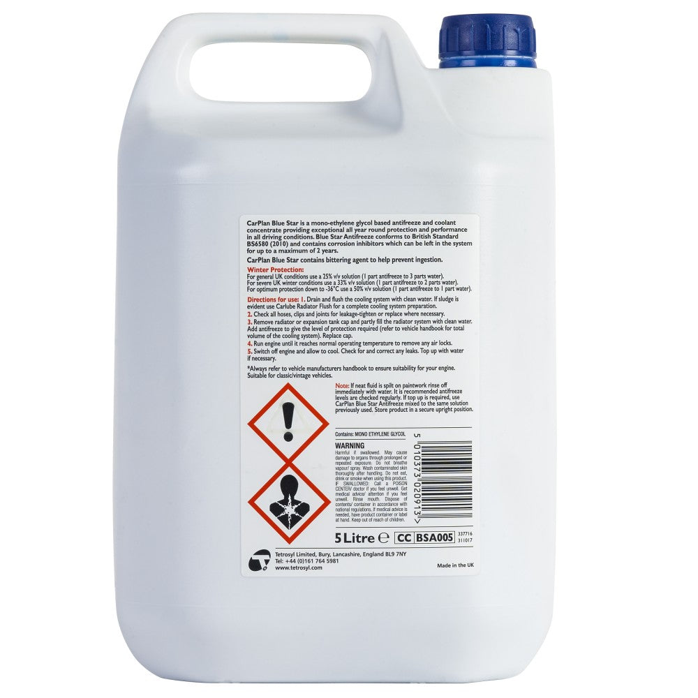 Carplan Blue Antifreeze & Coolant 5L - High-Performance Engine Protection for All Vehicle Types