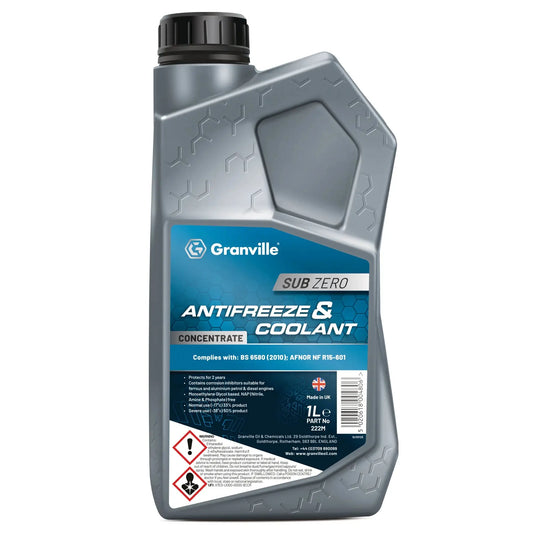 GRANVILLE Sub Zero Blue Antifreeze & Coolant - 1L Concentrated Engine Protection for All Weather