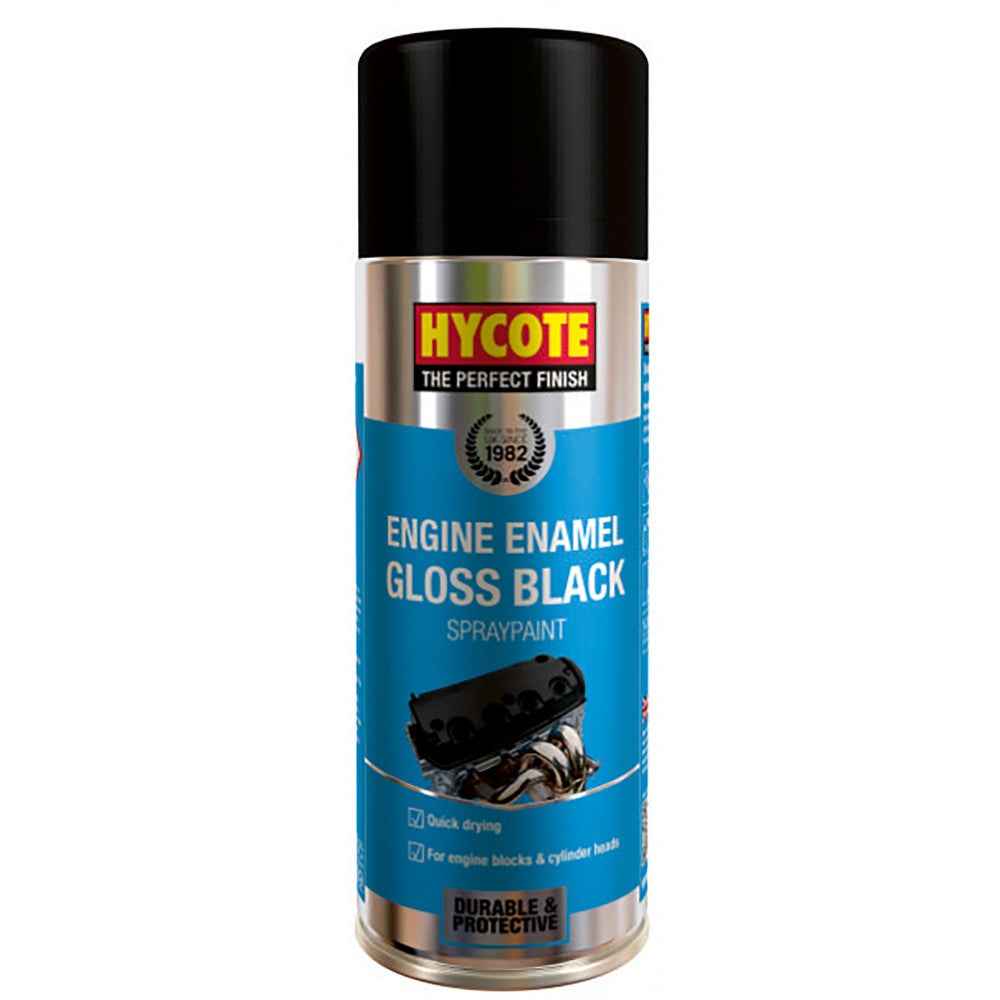 Hycote Engine Enamel Black 400ml – Gloss Black Heat Resistant Engine Paint Spray
