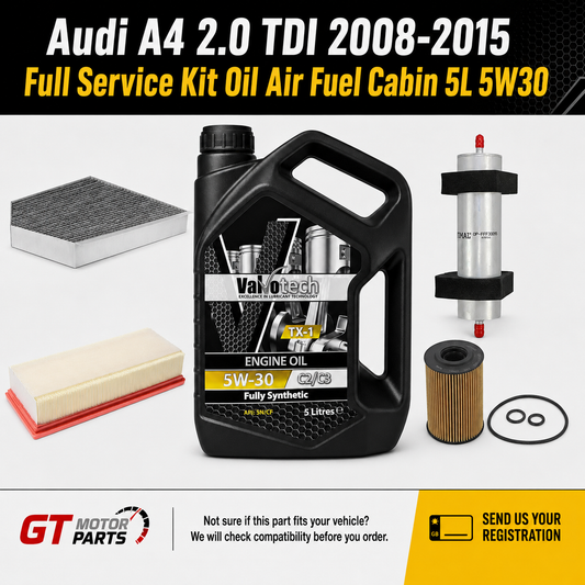 Audi A4 B7/B8 2.0 TDI (2008-2015) Full Service Kit - Oil, Air, Fuel & Cabin Filter + 5L 5W30 | GTM