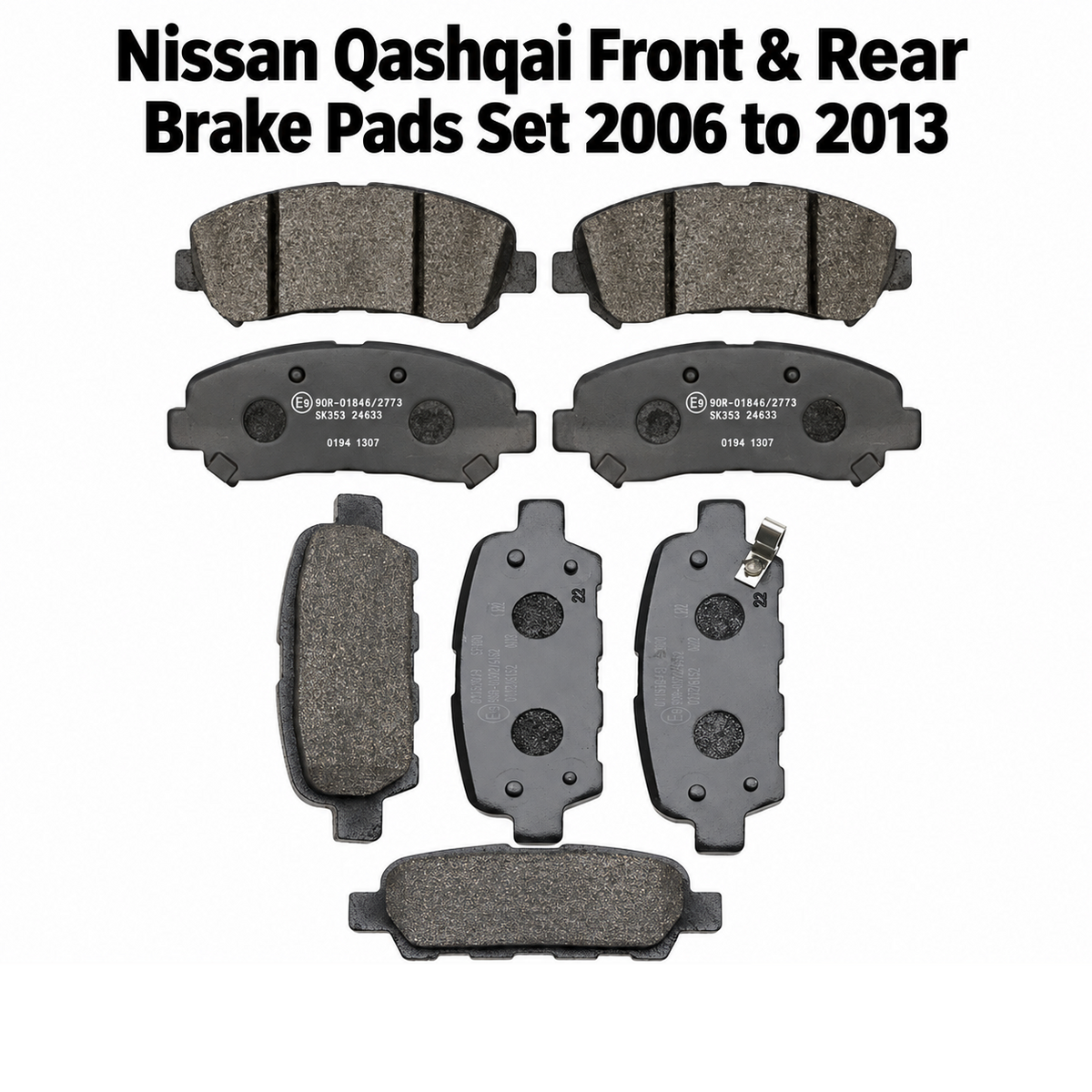 Nissan Qashqai / Qashqai+2 1.5 / 1.6 / 2.0 (2006-2013) Front & Rear Brake Pads Set