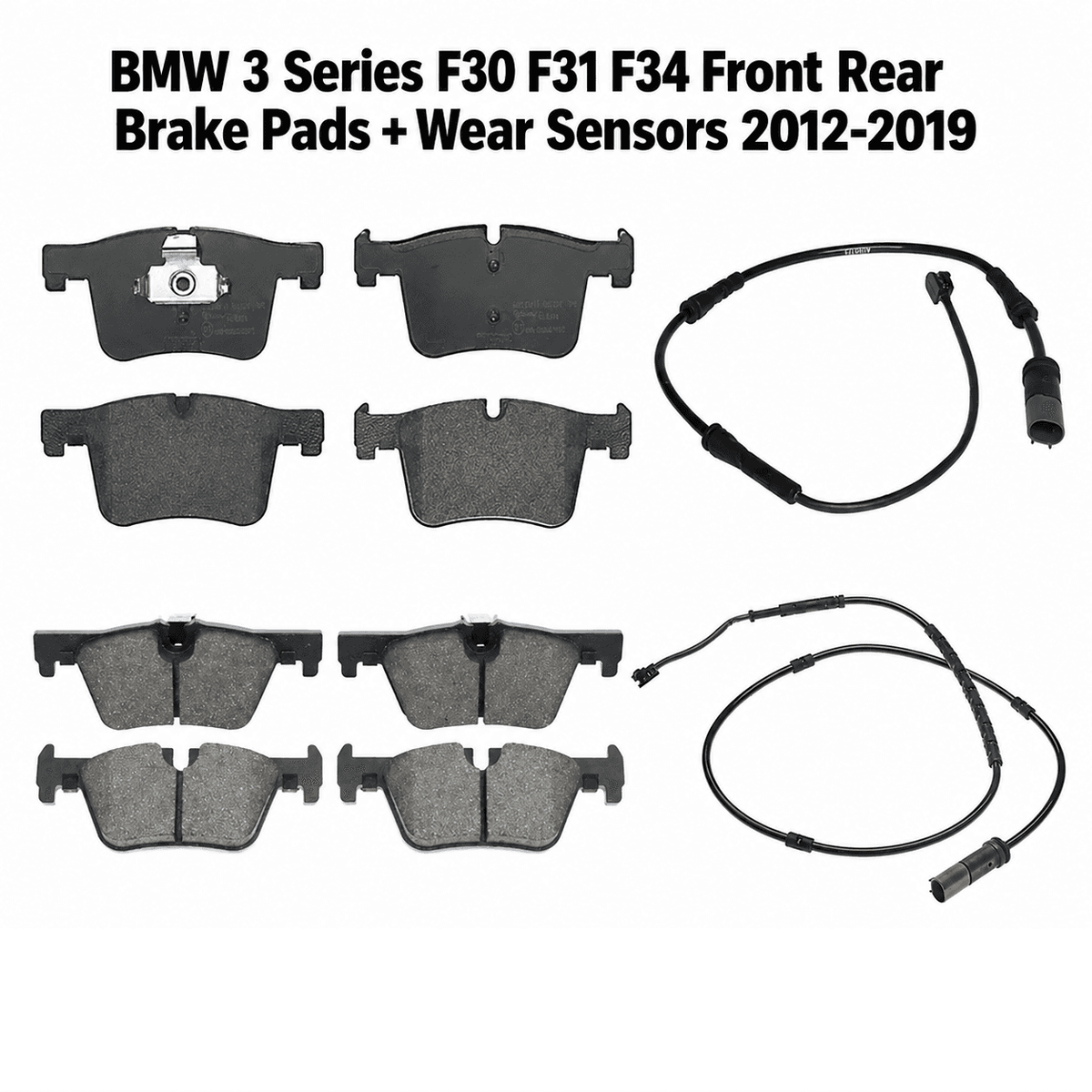 BMW 3 Series F30 F31 F34 (2012-2019) Front & Rear Brake Pads Set + Wear Sensors