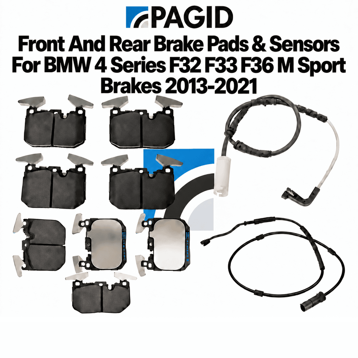 BMW 4 Series F32 F33 F36 (2013-2021) M Sport Front & Rear Brake Pads Set + Wear Sensors