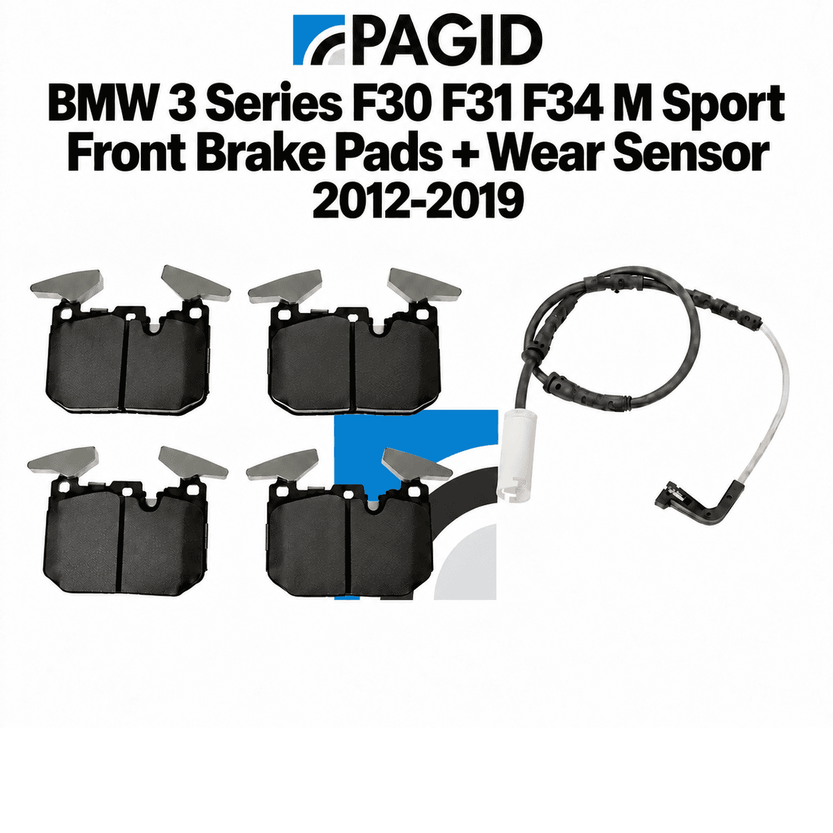 BMW 3 Series F30 F31 F34 (2012 - 2019) M Sport Front Brake Pads Set + Wear Sensor - Brake Pads and Wear Sensor Kit - GT Motor Part