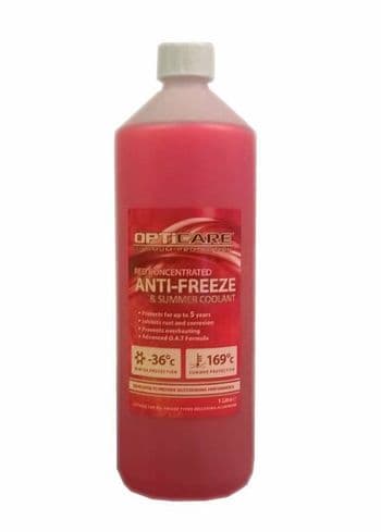 OPTiCARE Red Antifreeze & Coolant 1L - Concentrated Engine Protection with OAT Technology