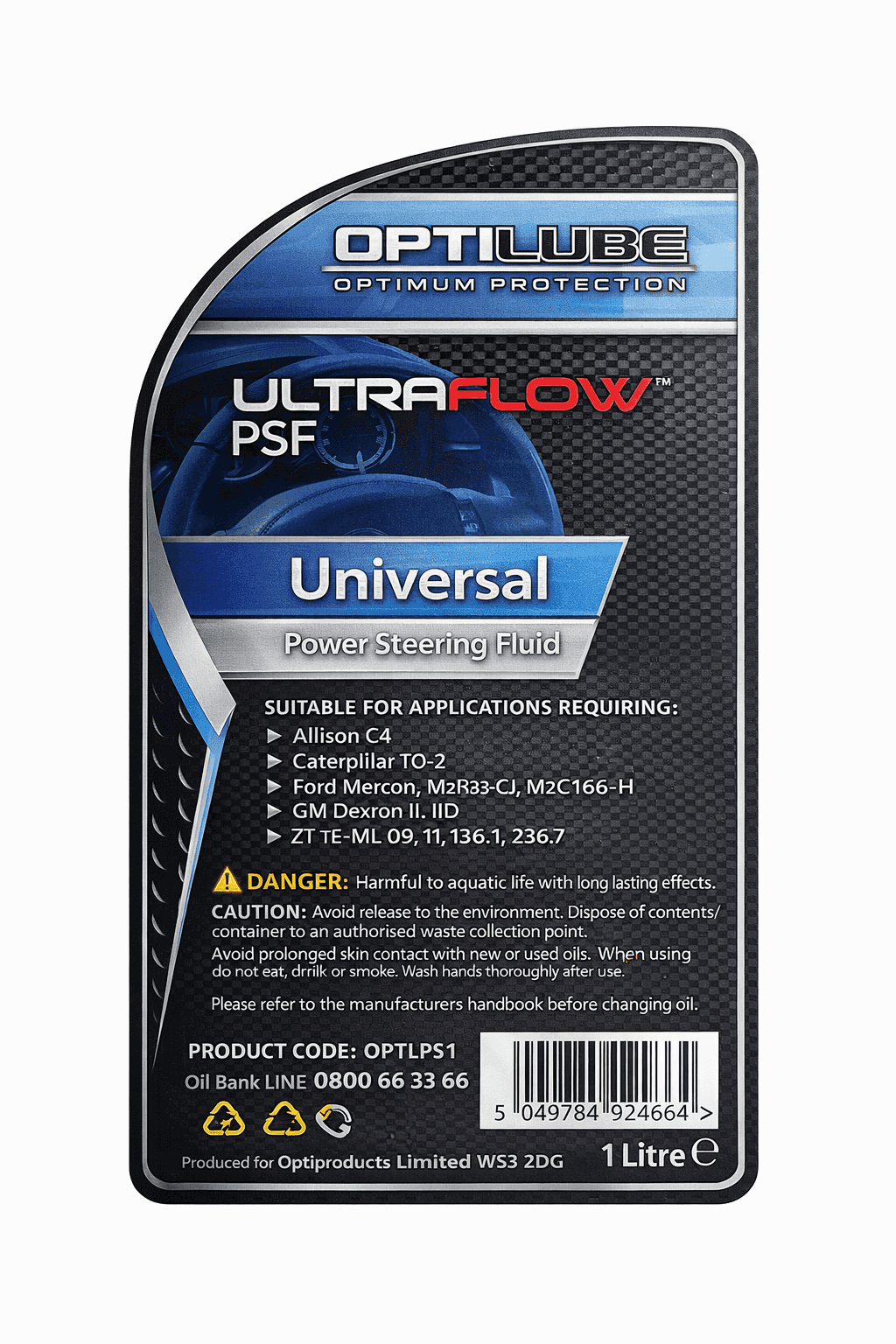 Optilube Universal Power Steering Fluid 1L – PSF Power Steering Oil