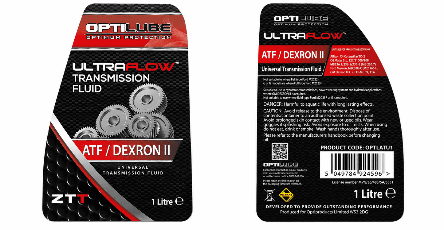 Optilube UltraFlow ATF Dexron II Automatic Transmission Fluid 1L