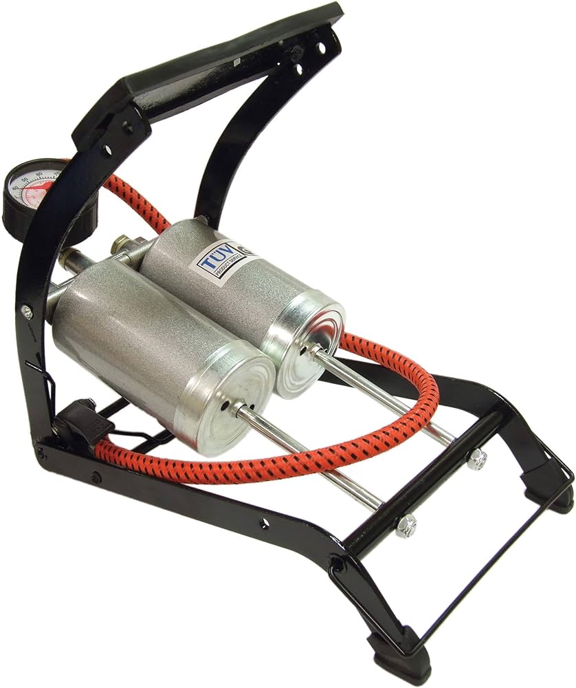 Hi-Performance Double Piston Foot Pump - Fast and Efficient Inflation for Bicycles, Cars, and More